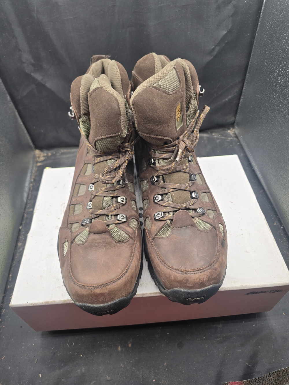 The North Face Brown Leather and Olive Hiking Boots